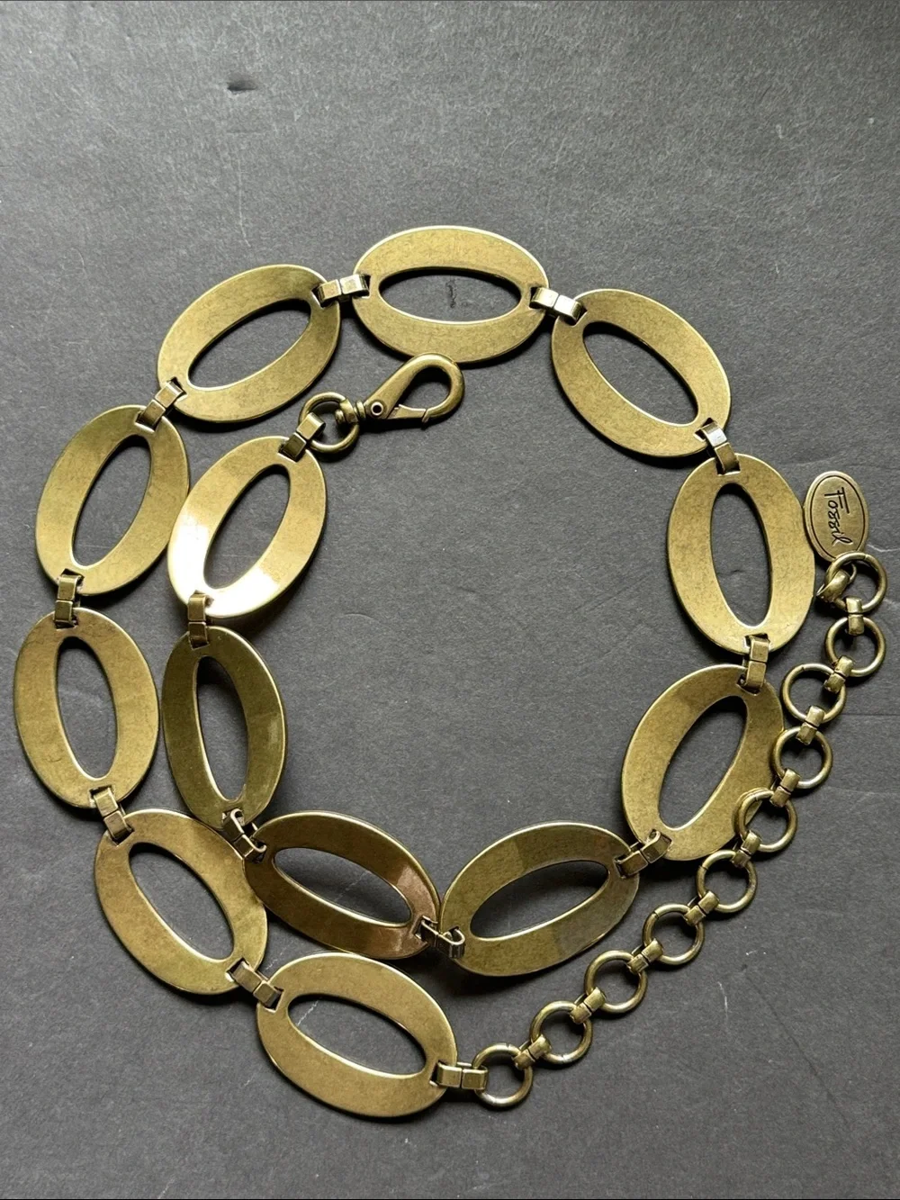 Fossil Hammered Chain Link Belt. Large